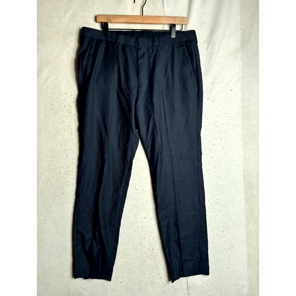 Hugo Boss Trousers Pants Mens 40R Navy Blue Low Waist Classic Fit Straight-Leg